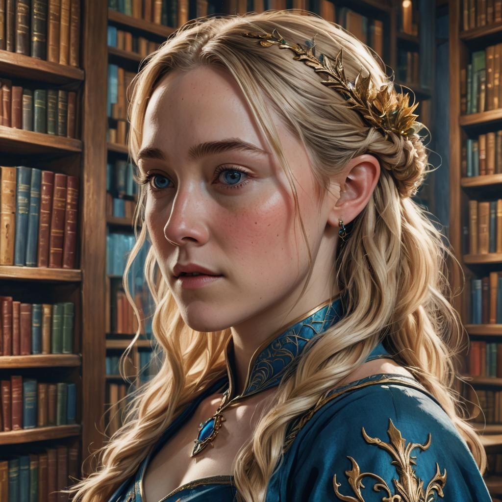 Saoirse Ronan as Fantasy Elf in Library
