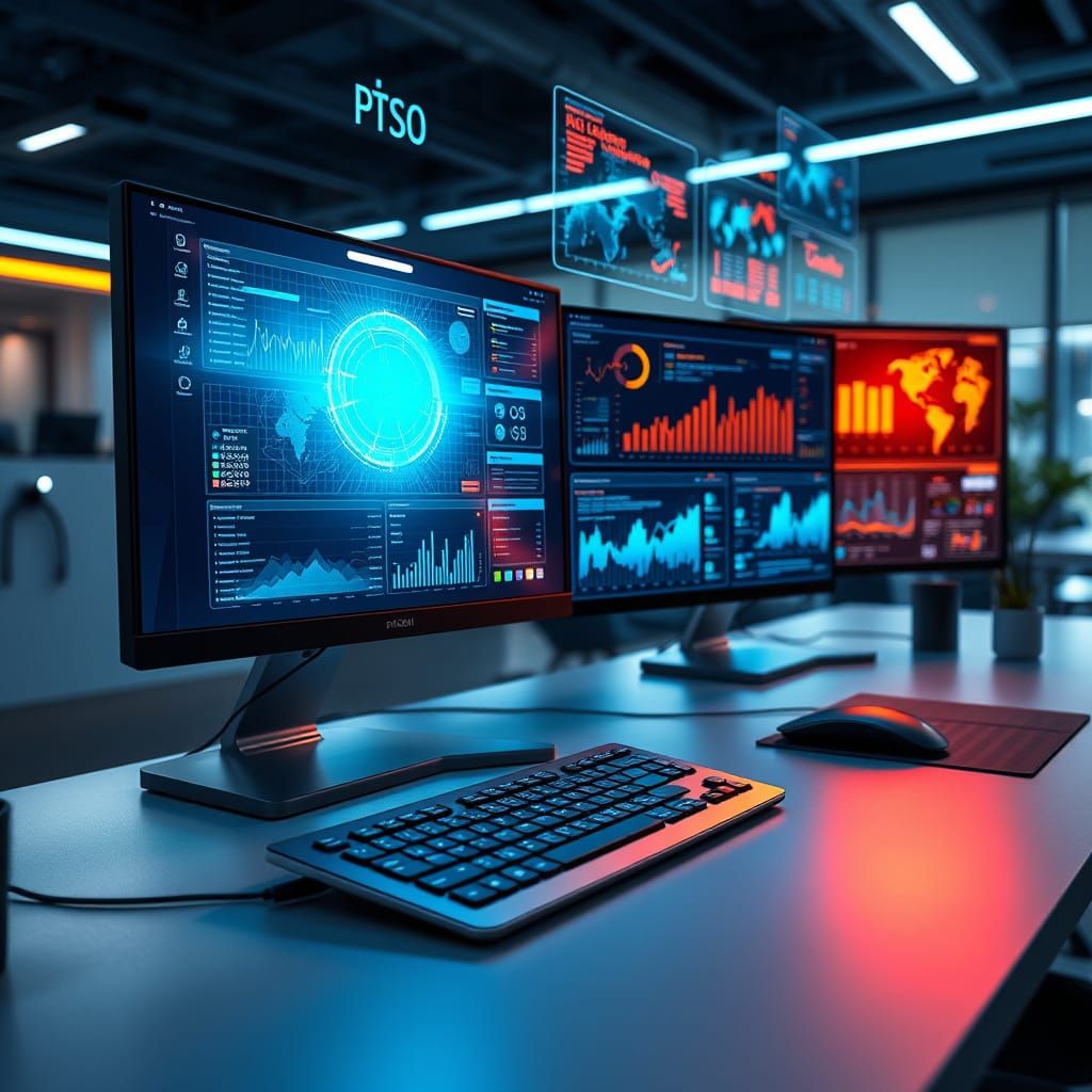 Neon-Lit Cyberpunk Command Center