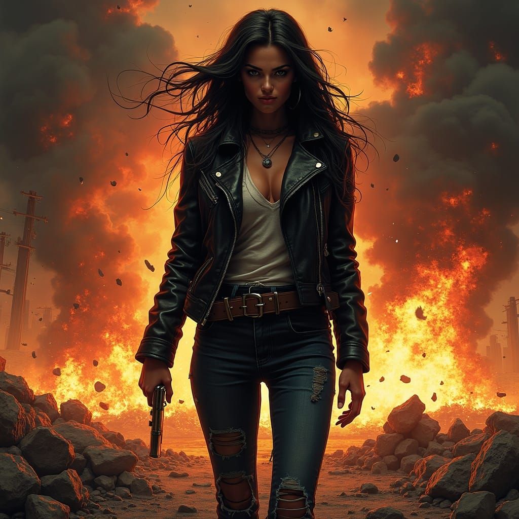 Gritty Comic Book Scene of Destruction