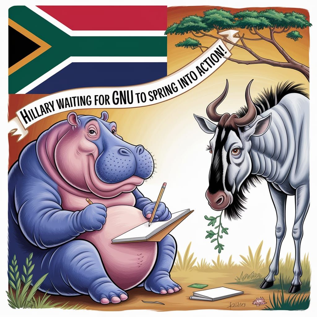 Whimsical Hippo Artist in South African Landscape