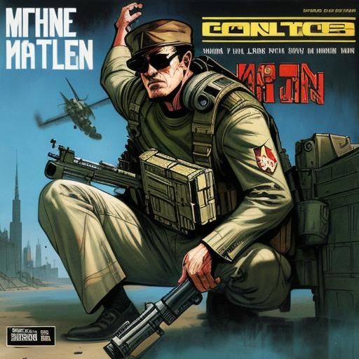 Man with Machine Gun Comic Book Art
