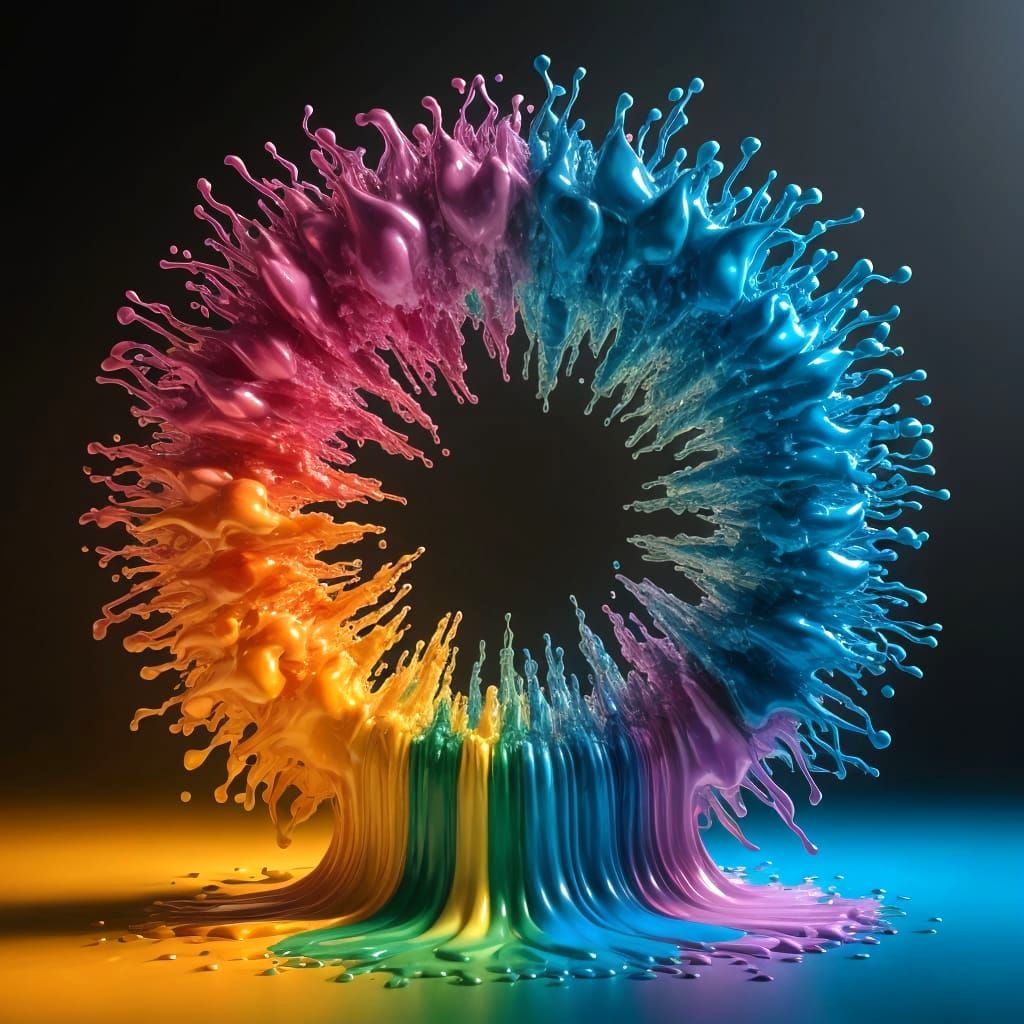 Surreal Dance of Iridescent Paint and Energy