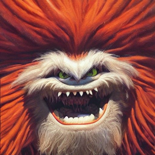 Stylized Hormone Monster as Oil Painting