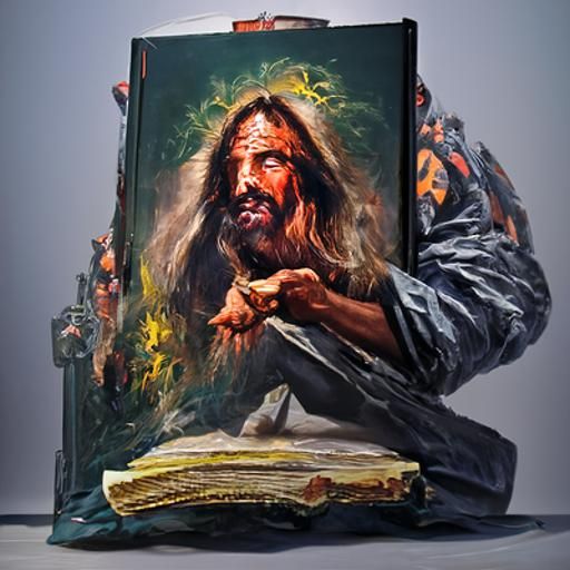 Realistic Oil Painting of a Bible