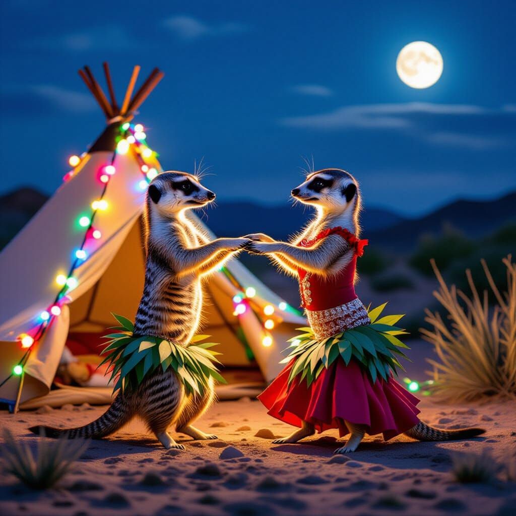 Meerkats Dancing Tango Under Soft Moonlight