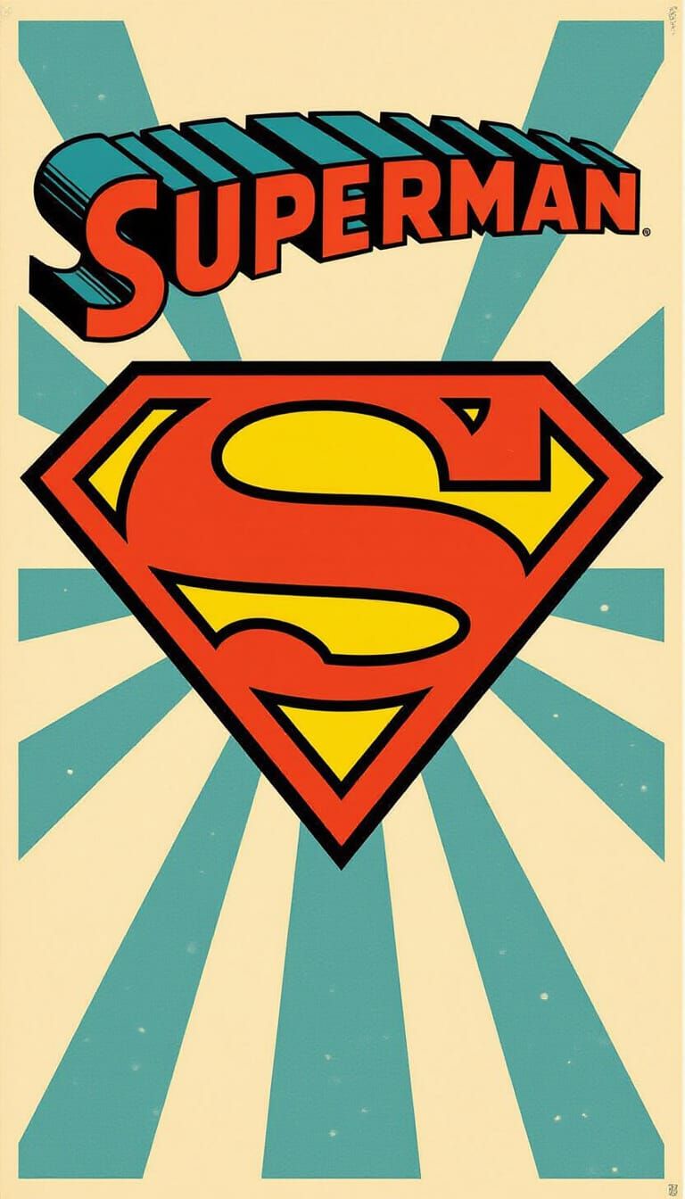 Superman Symbol in Mid-Century Modern Poster Design