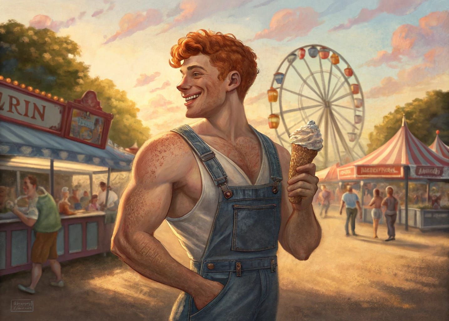 Man with Melting Ice Cream at County Fair