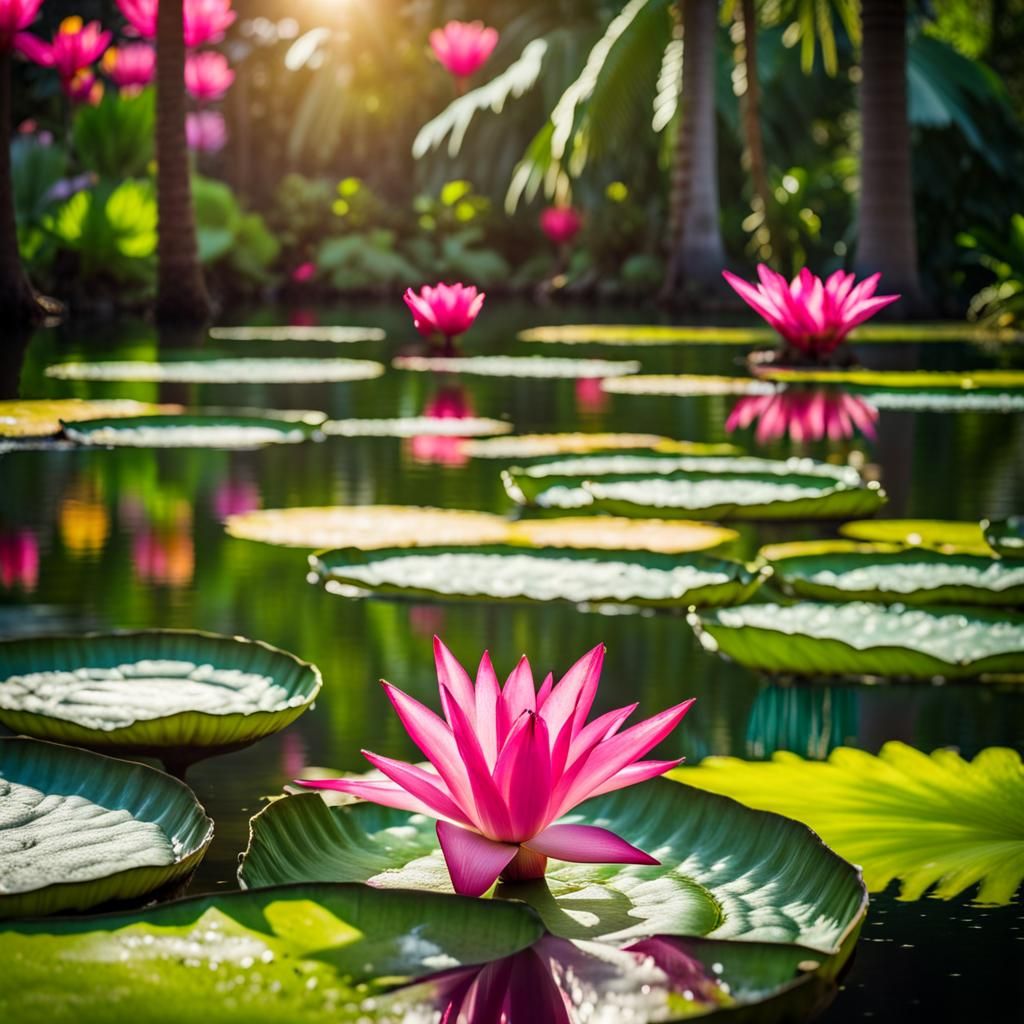 Urban Botanical Garden with Lily Pad Pond