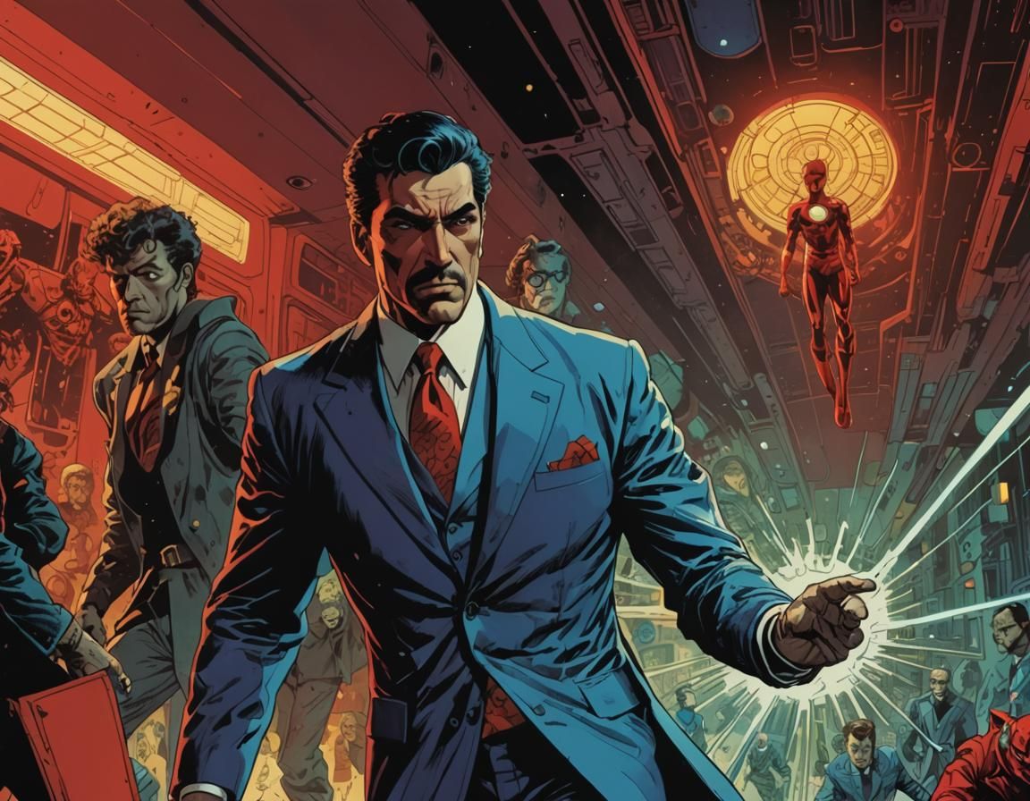 Dynamic Comic Strip Illustration with Superhero