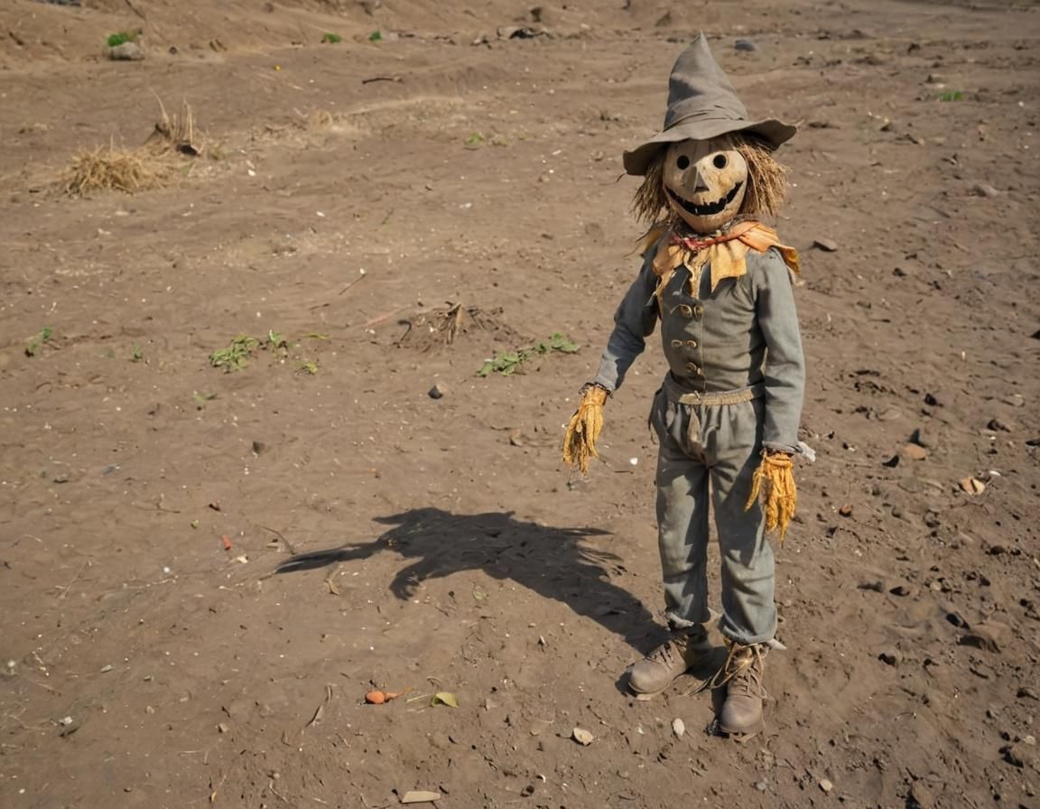 Scarecrow on Barren Wastelands with Carrot Nose