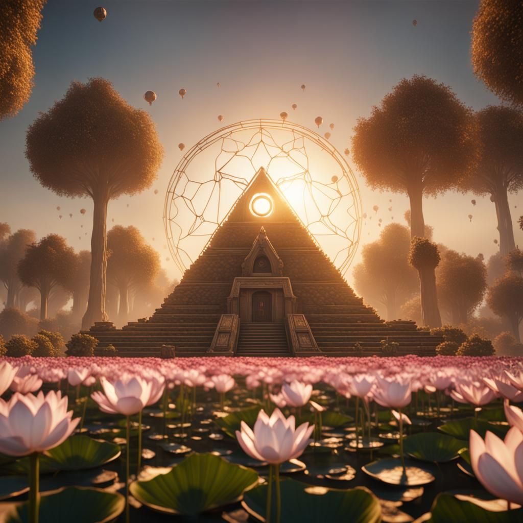 Floating Eye Over Lotus Field: 3D Game Cinematic