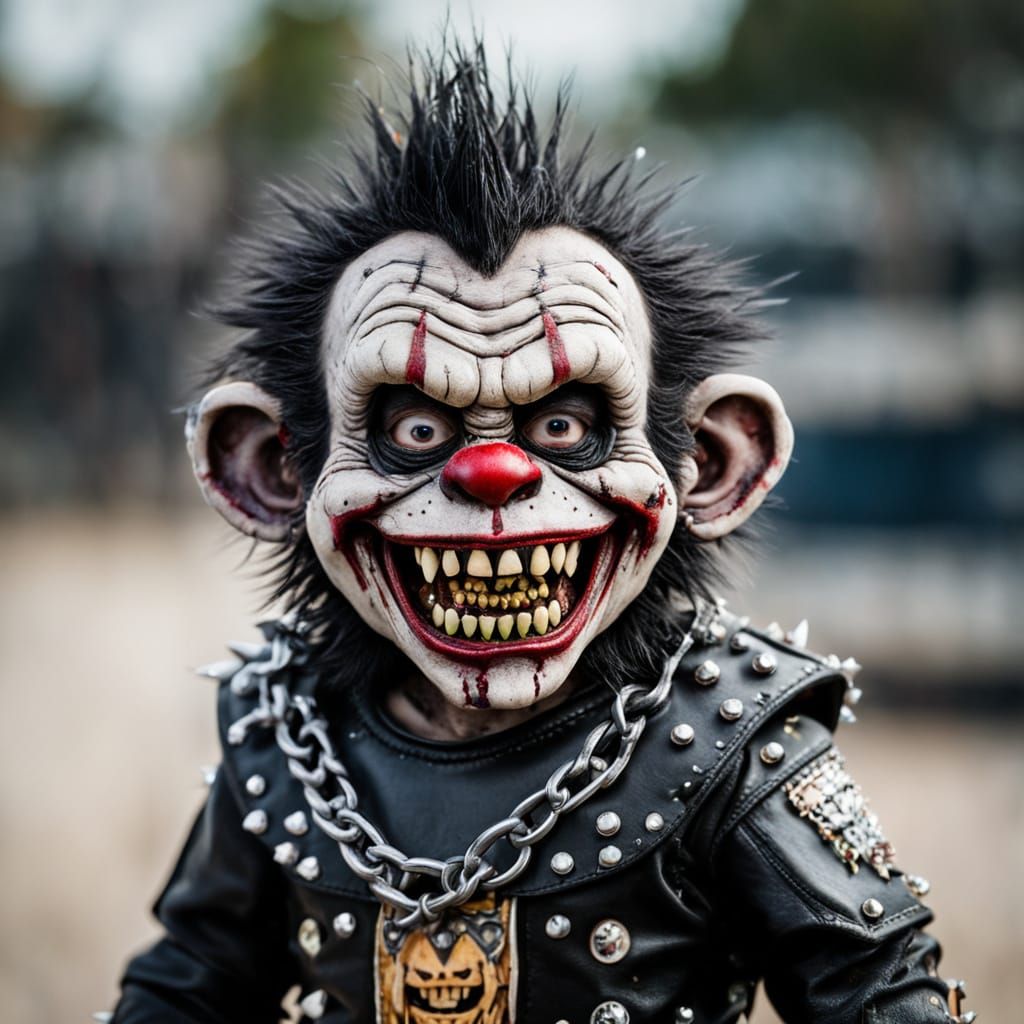 Cyberpunk Zombie Toddler in Black Leather