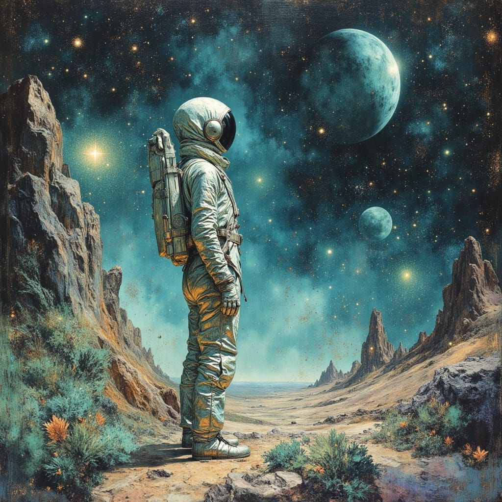 Astronaut on Alien Planet in Ethereal Light