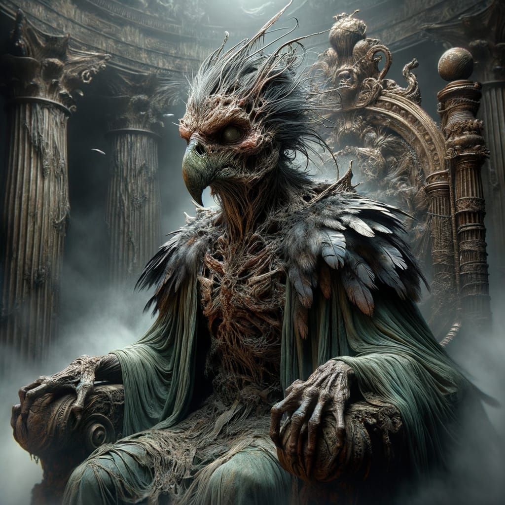 Horrifying Demon on Throne in the Abyss