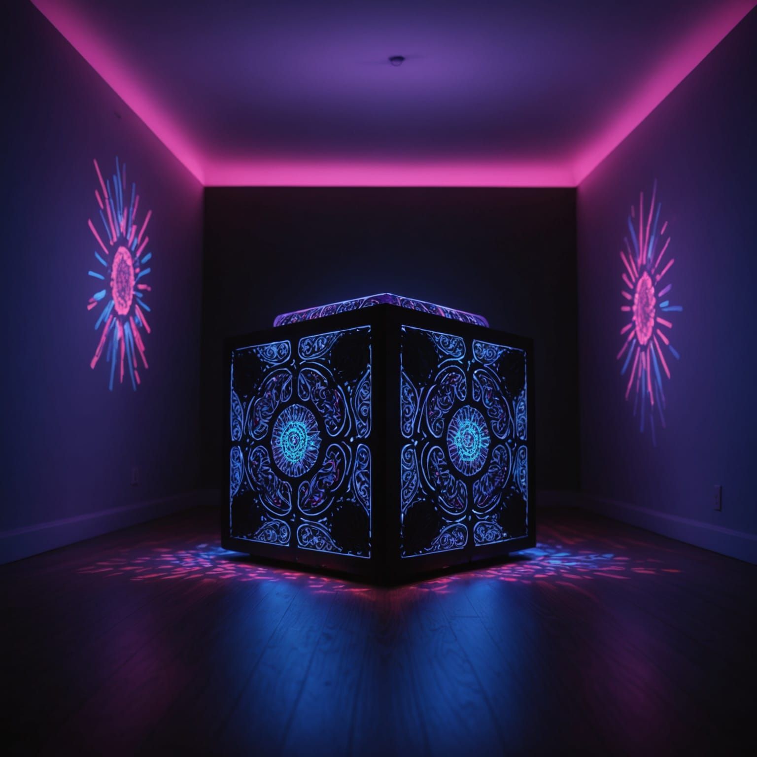 Glowing Cube Under Black Light