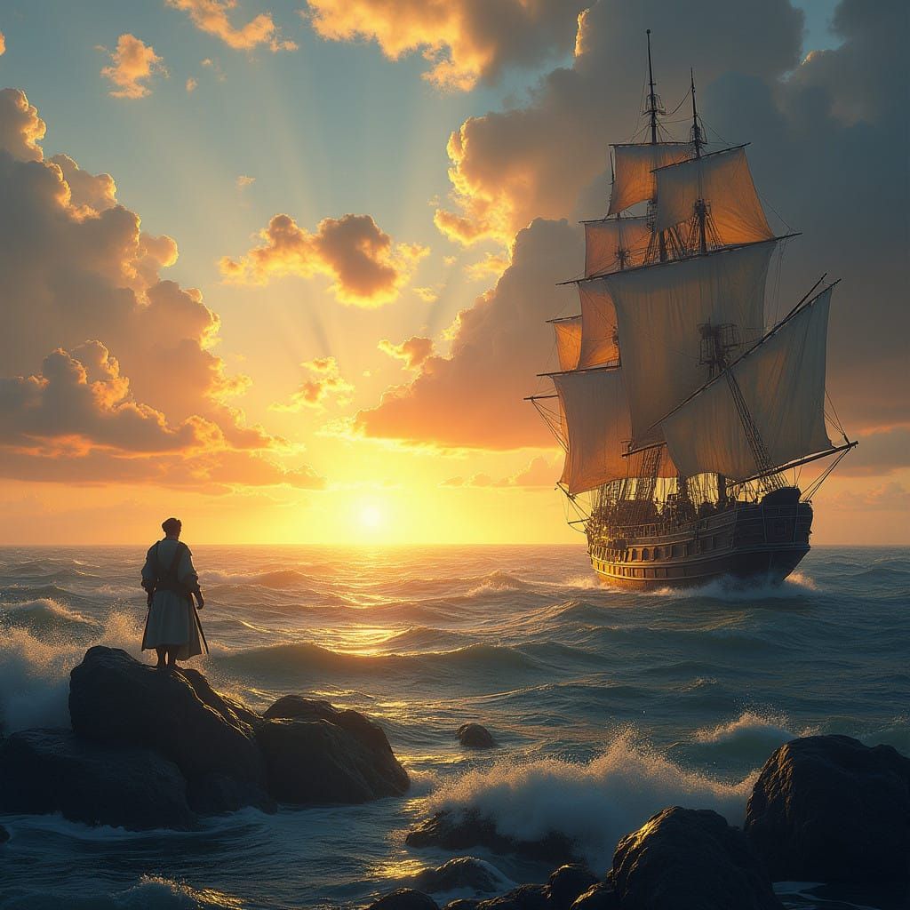 Vasco da Gama's Grand Discovery in a Vibrant Historical Scen...