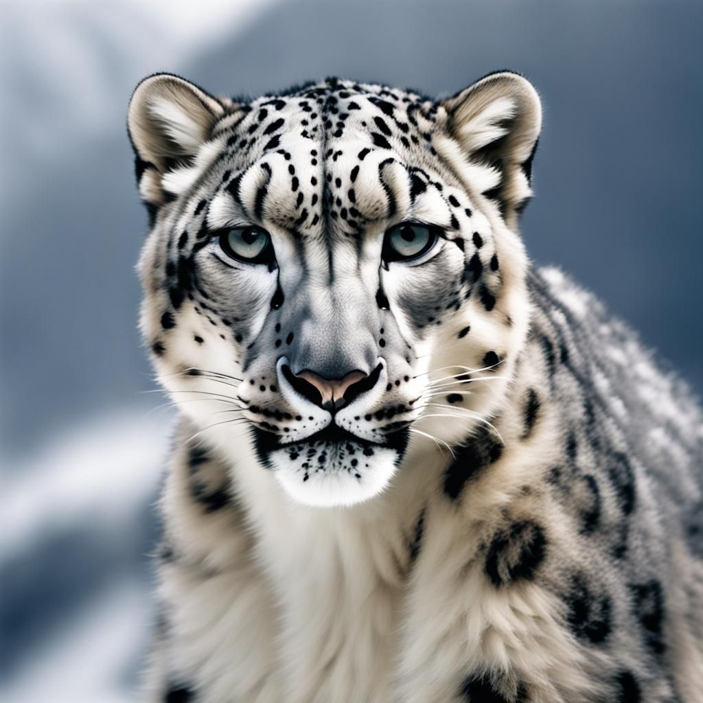 Snow Leopard Portrait in Natural Habitat
