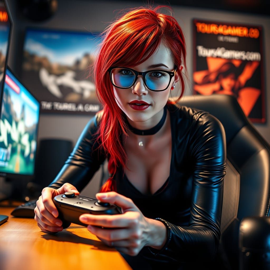 Woman in Cosplay in Gaming Room, Professional Photography
