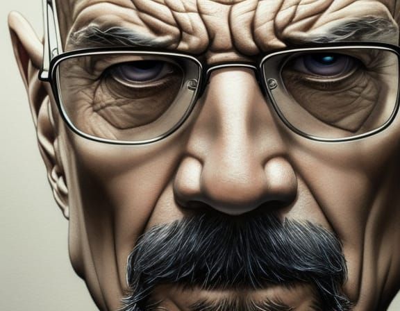 Hyperrealistic Mustache Portrait in Watercolor Manga Style