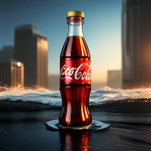 Coca-Cola Bottle Inside Glass, Detailed Digital Art