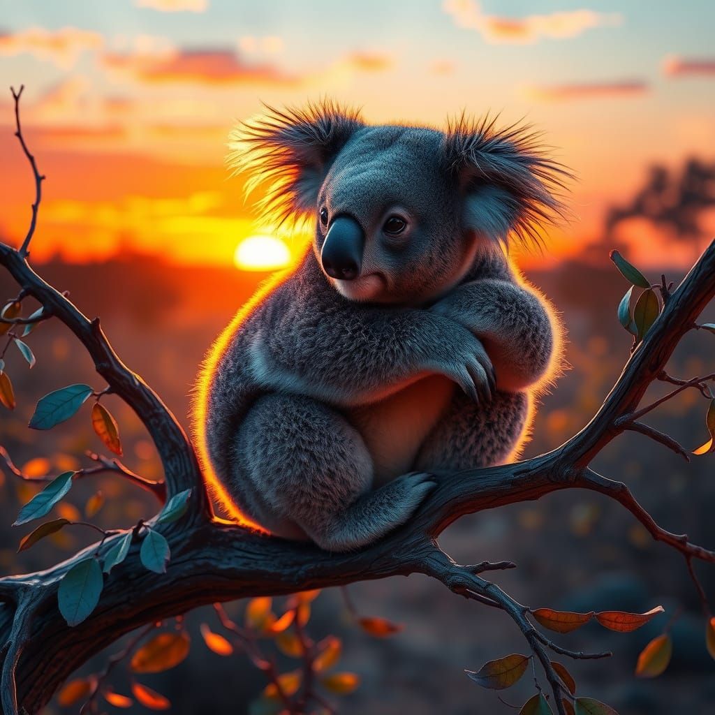 Majestic Koala in Dreamlike Australian Sunset