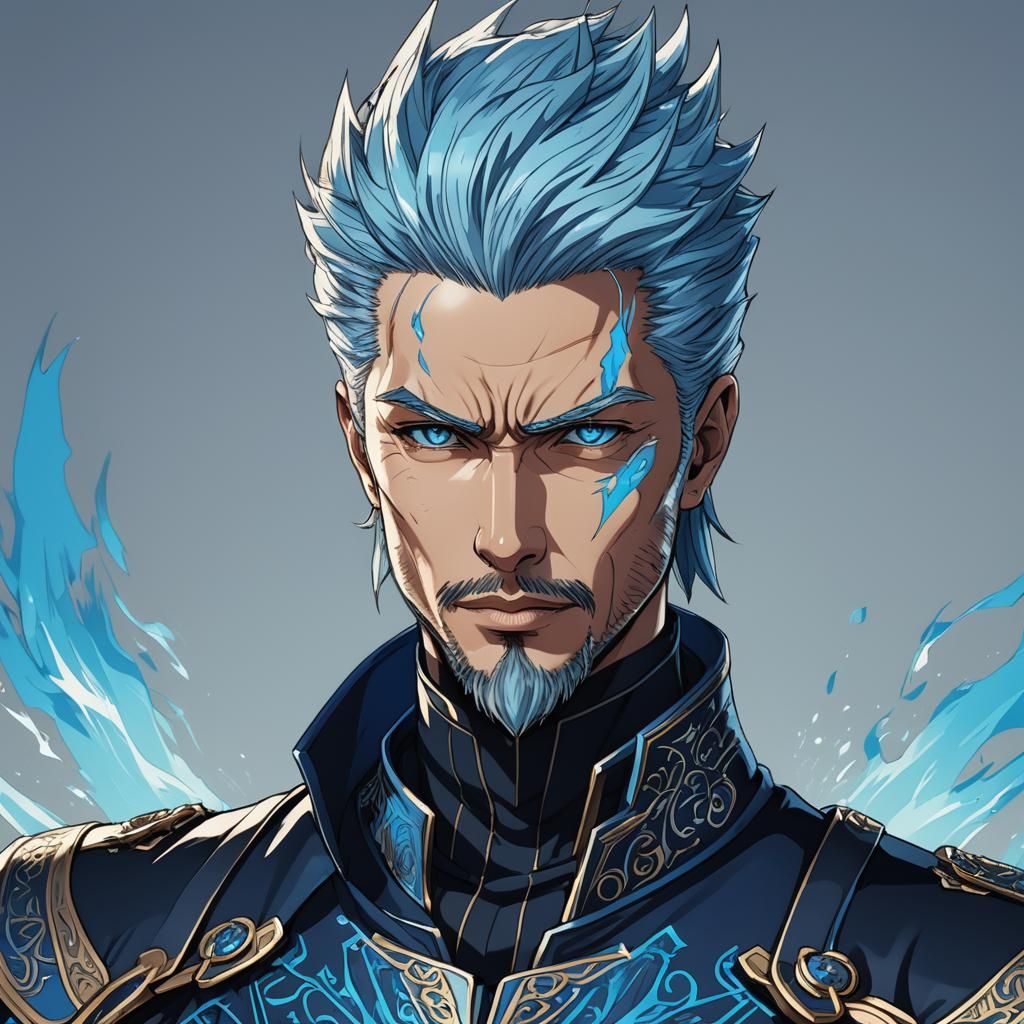 Anime Vergil with Goatee in Japanimation Style