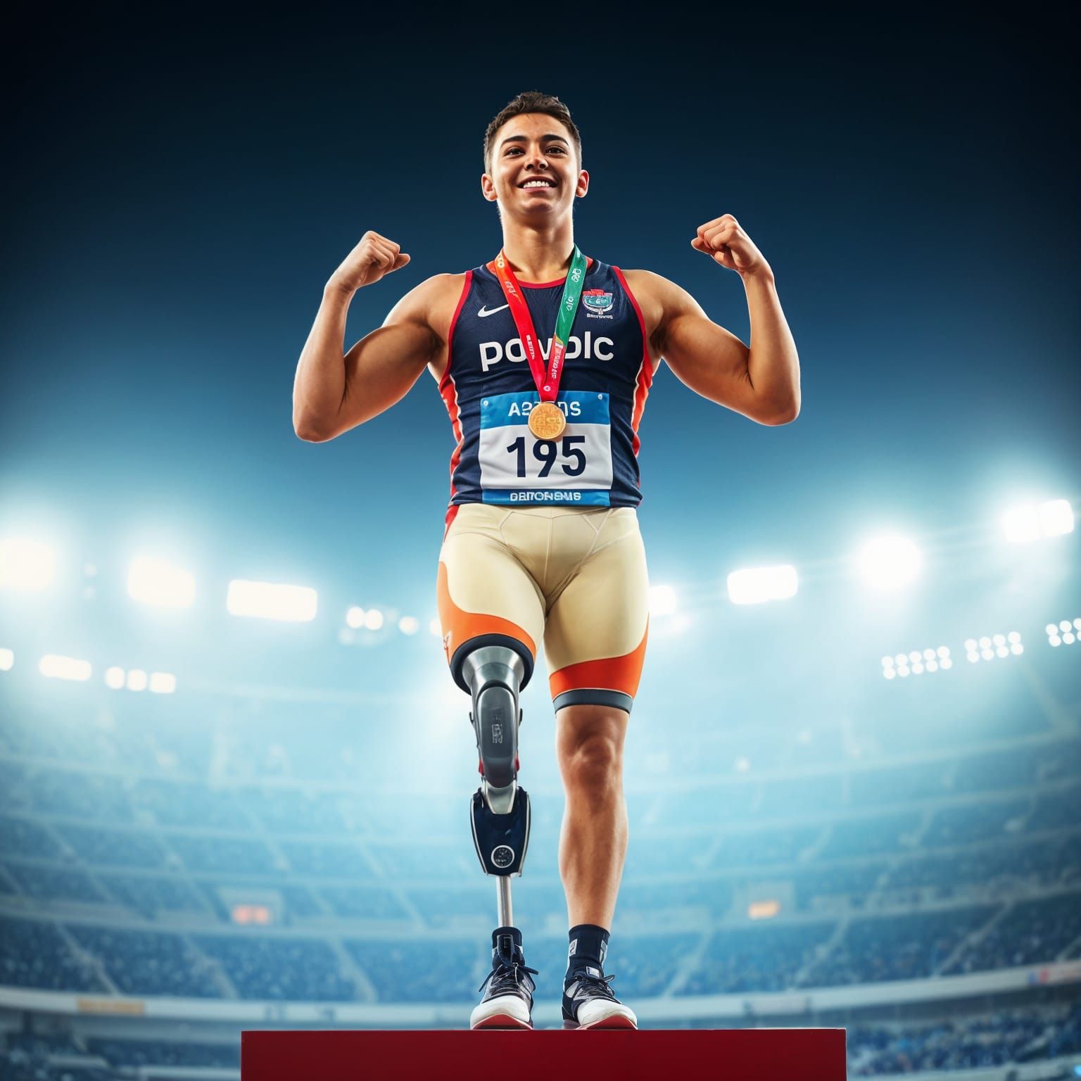 A dynamic image of a Paralympic athlete, their body language...