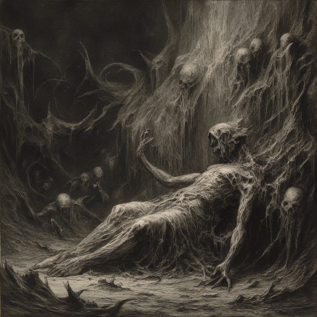 Macabre Dream Eater Demon Consuming a Man in Horror Style