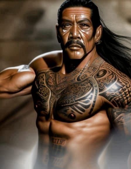 Tattooed Heroic Danny Trejo Portrait