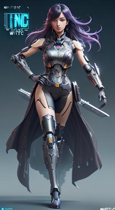 Nintendo Switch Girl in Anime Cyberpunk Style