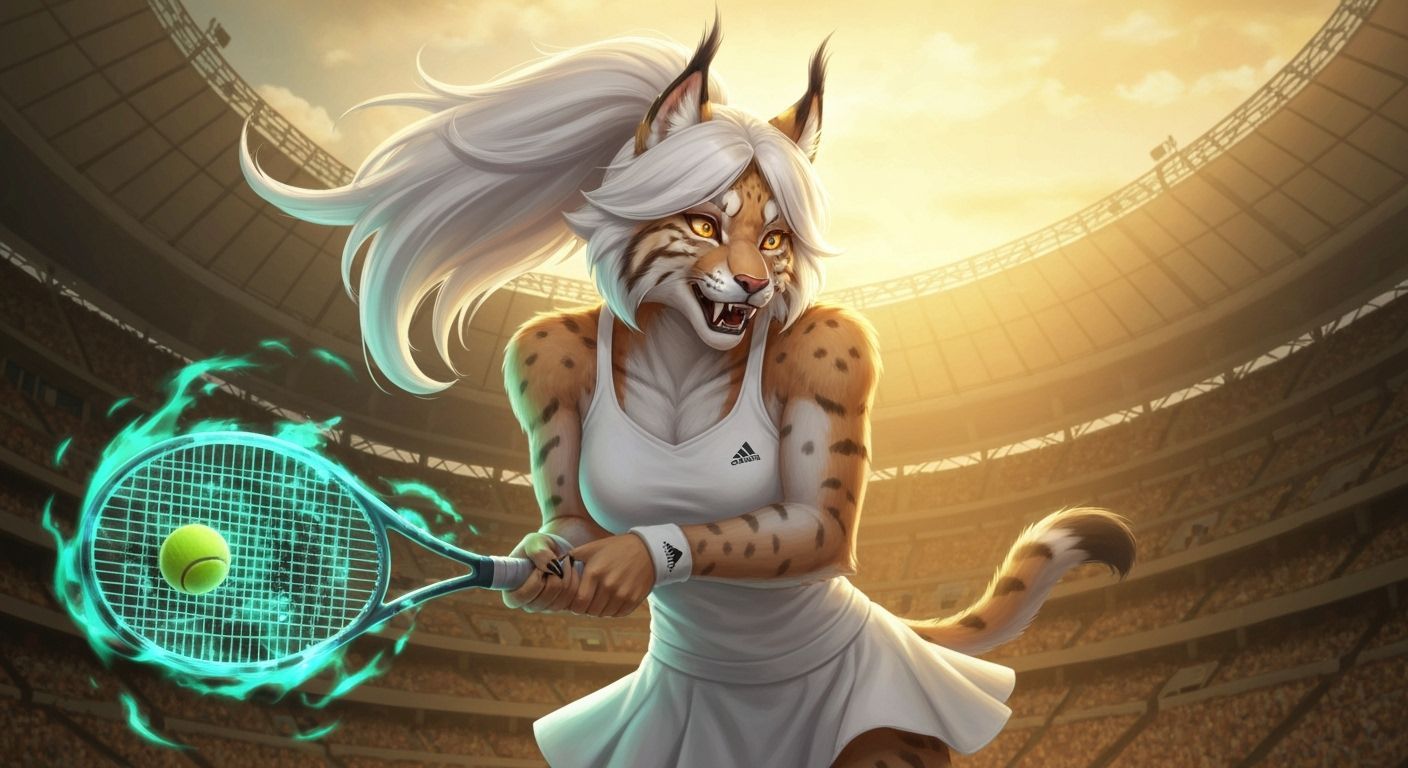 Lynx Tennis Player in Dark Fantasy Style