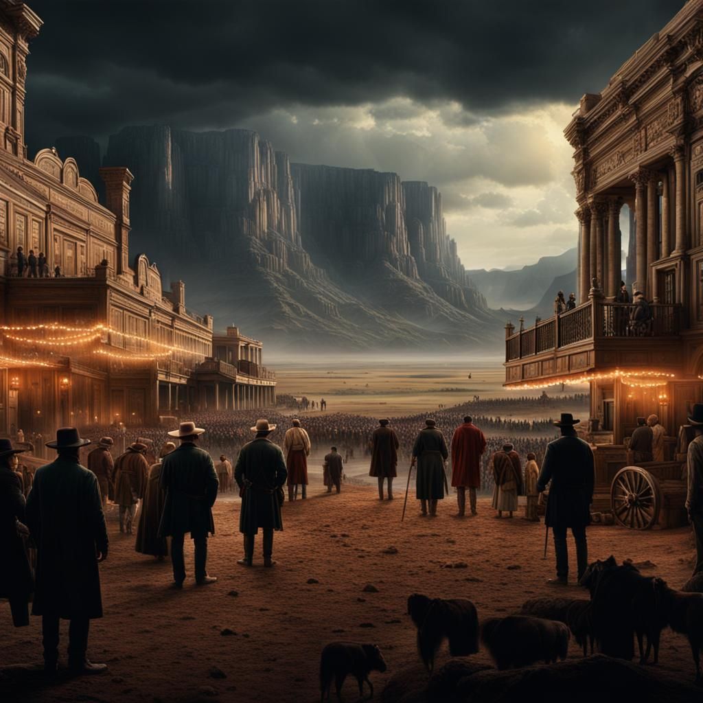 People Watching a Western Movie: Digital Matte Painting