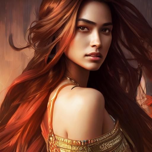 Beautiful Hindi Maiden Portrait in Hyperdetailed Digital Art
