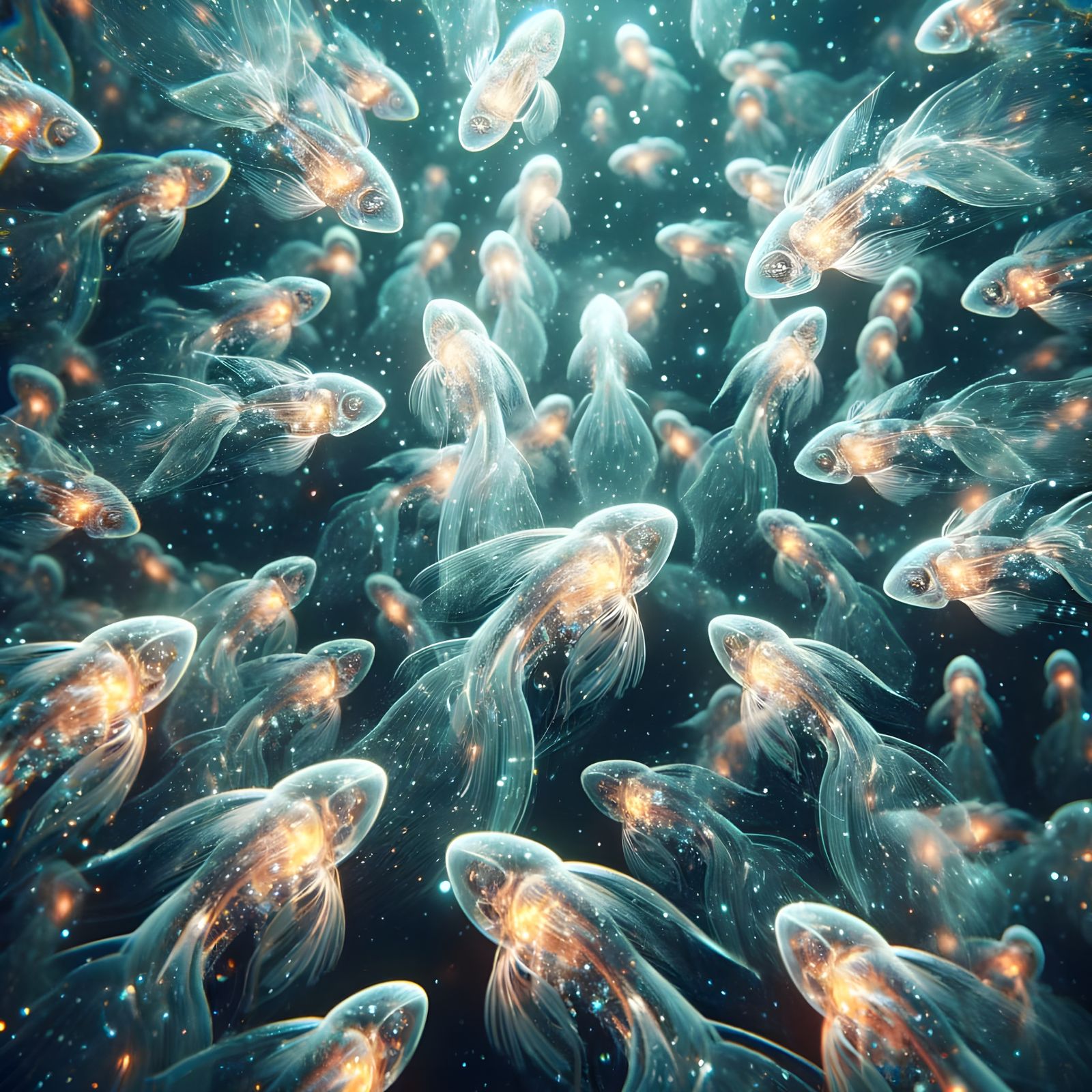 Luminescent Fish Constellations in Underwater Dreamscape