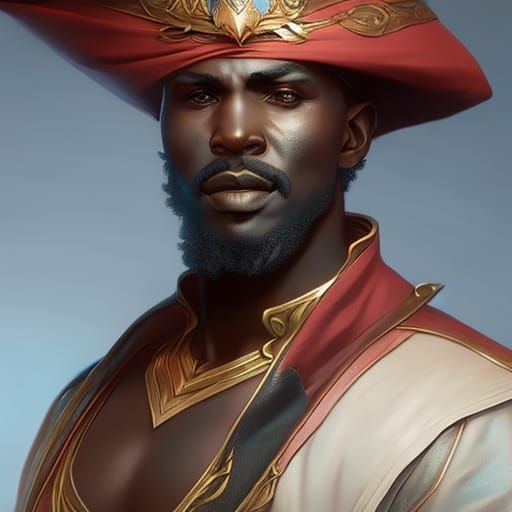 Somalian Pirate Portrait in Art Nouveau Style