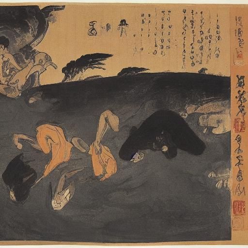 Pensive Travelers on Night Roads: Ukiyo-e Impression