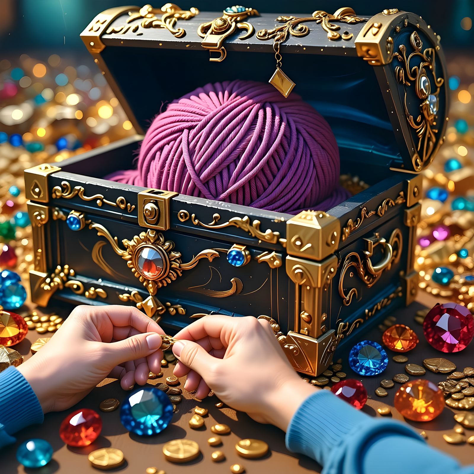 Glittering Jewels Overflowing from a Treasure Chest