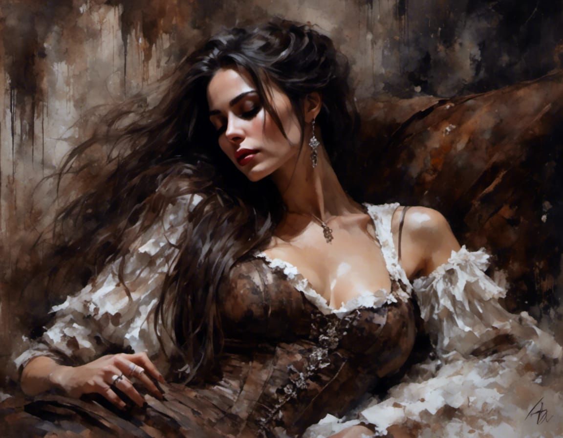 Macabre Sleeping Brunette in Ancient Castle