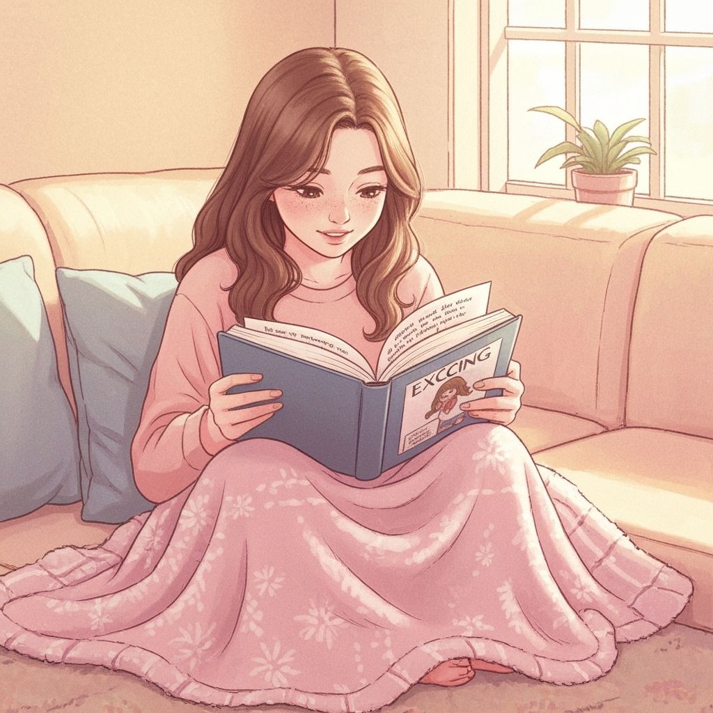 Whimsical Storybook Illustration of Girl Catching Snowflakes