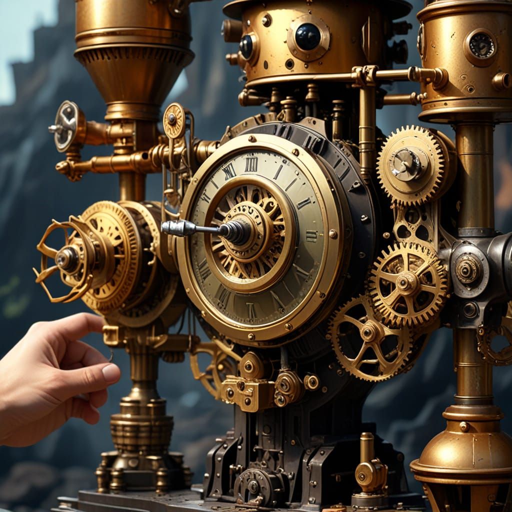 Automaton Bartering in Alien Marketplace, Dieselpunk Style