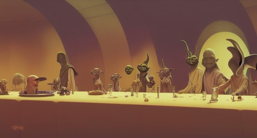 Yoda in Mos Eisley Cantina: Sci-Fi Concept Art