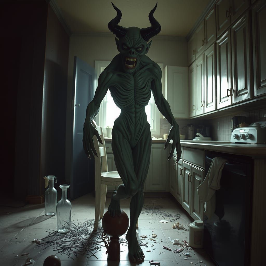 Terrifying Demon Emerges in Desert Home Kitchen