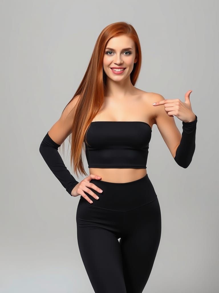Slavic Woman in Athletic Pose with Red Hair