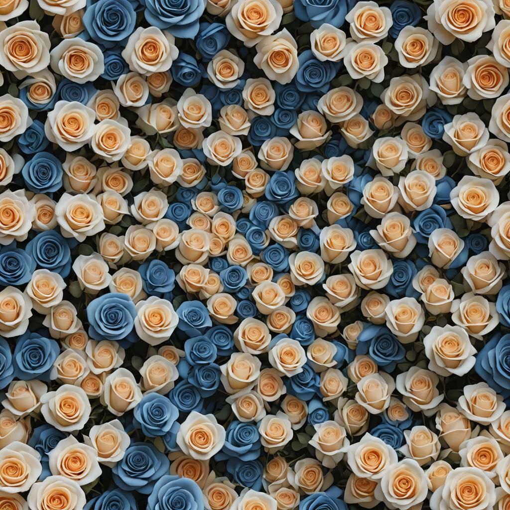 Blue and White Roses Form a Heart