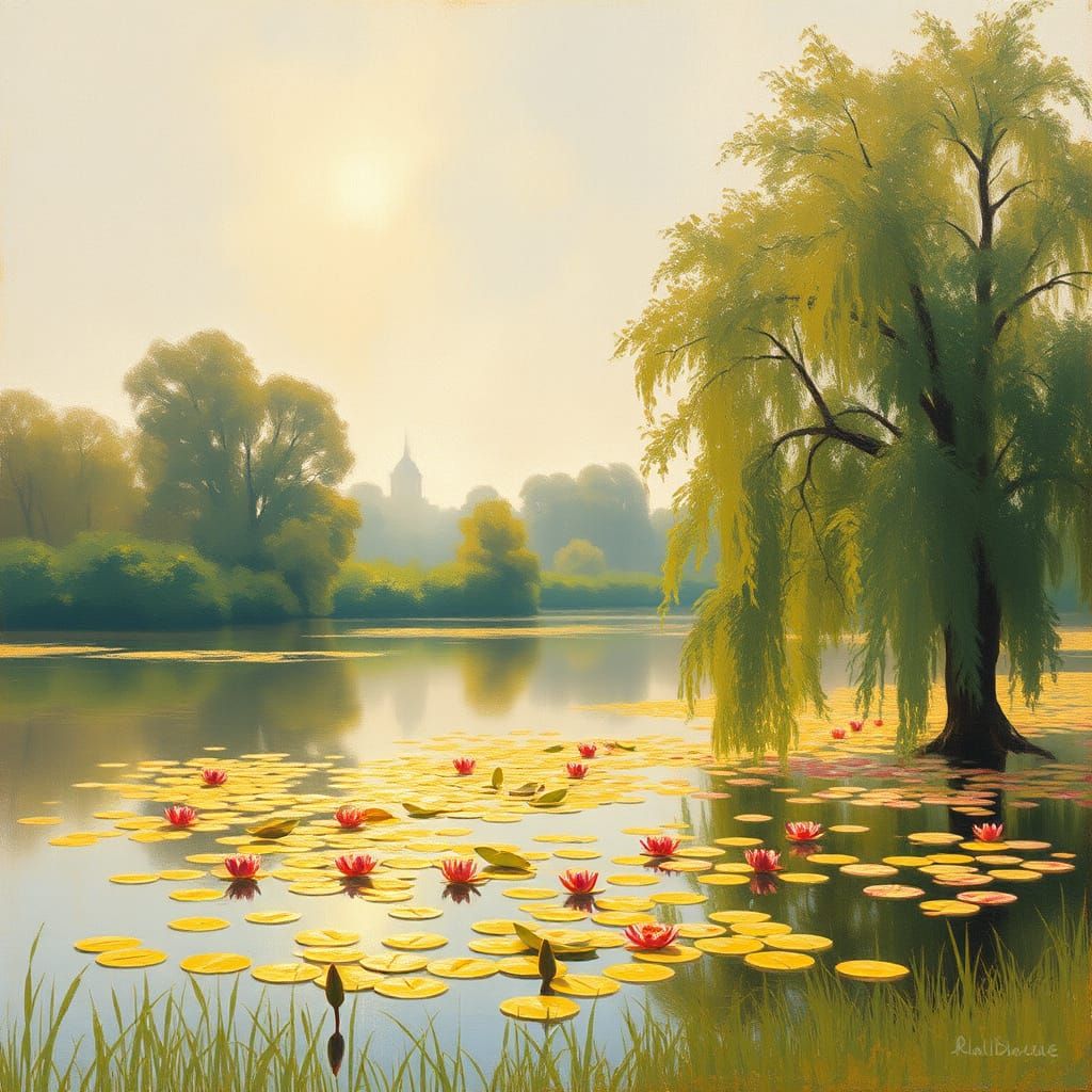 Soft Impressionist Landscape with Golden Hues