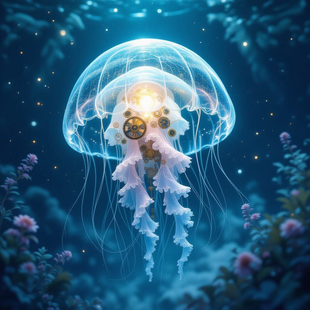 Bioluminescent Jellyfish Robot in Abyssal Ocean
