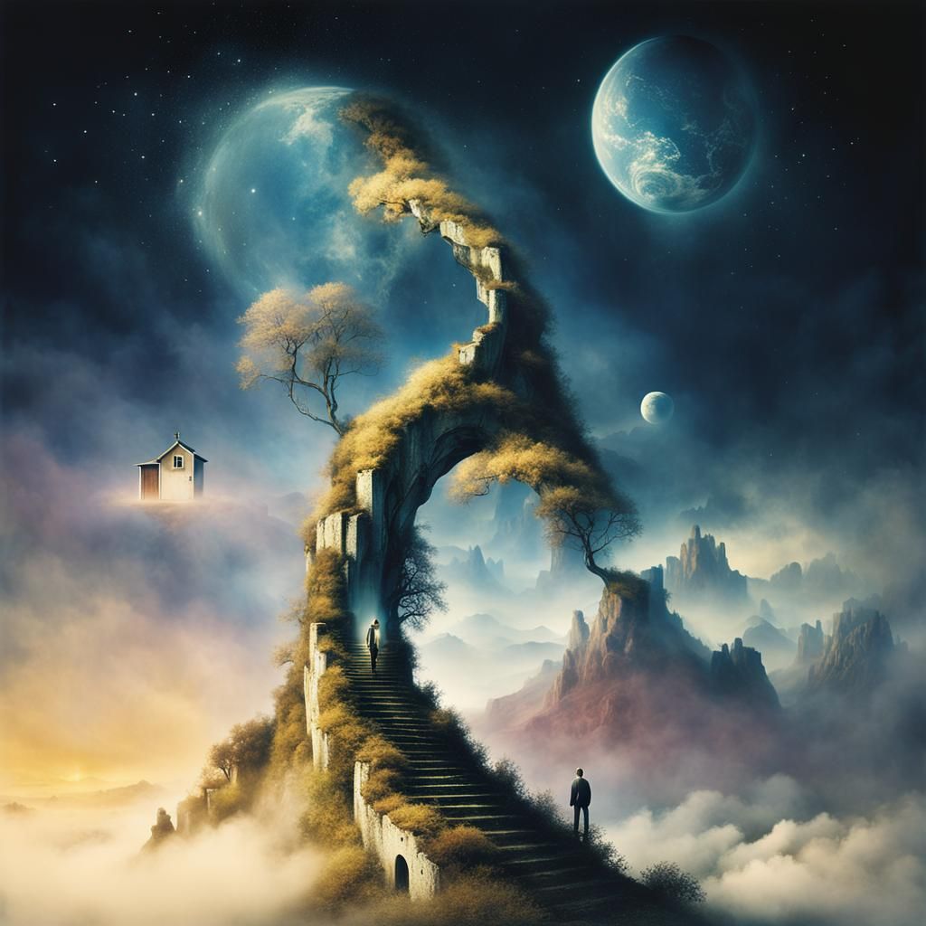 Surreal Stargate Dreamscape with Winding Path