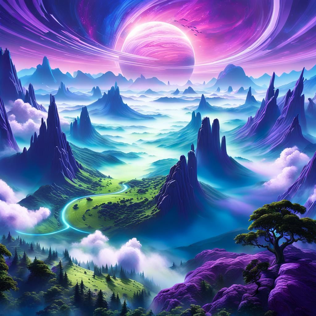 Majestic Alien Planet in Digital Matte Painting