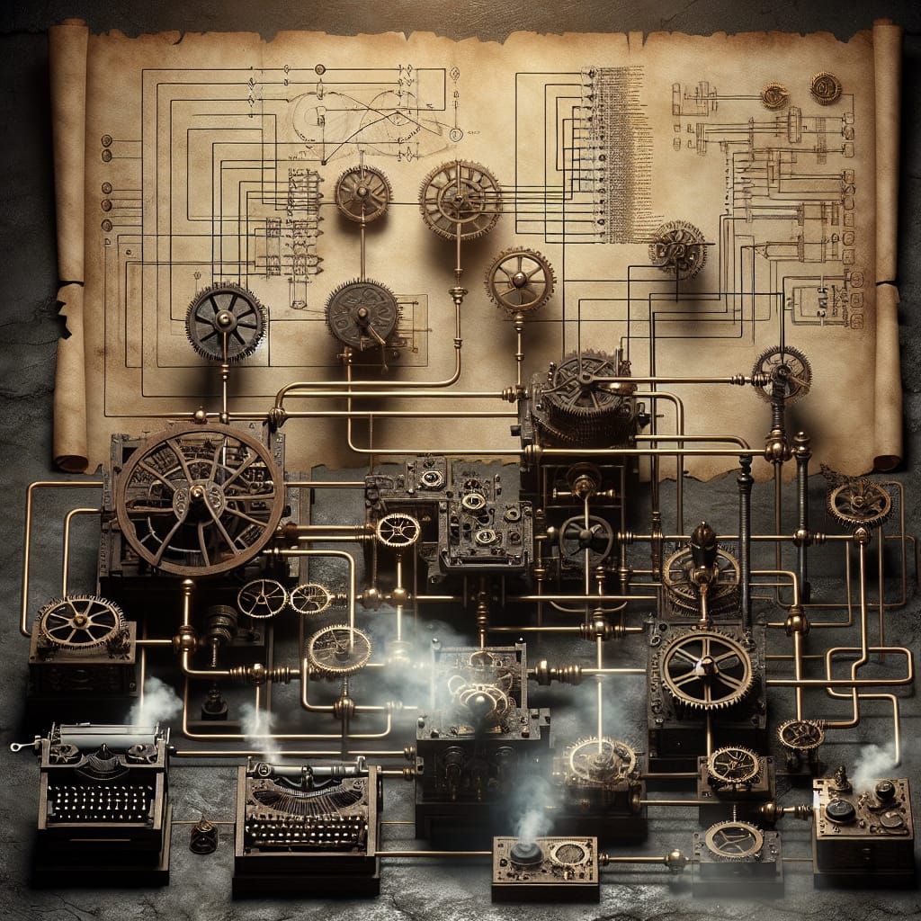 Retrofuturistic Network of Brass and Wood