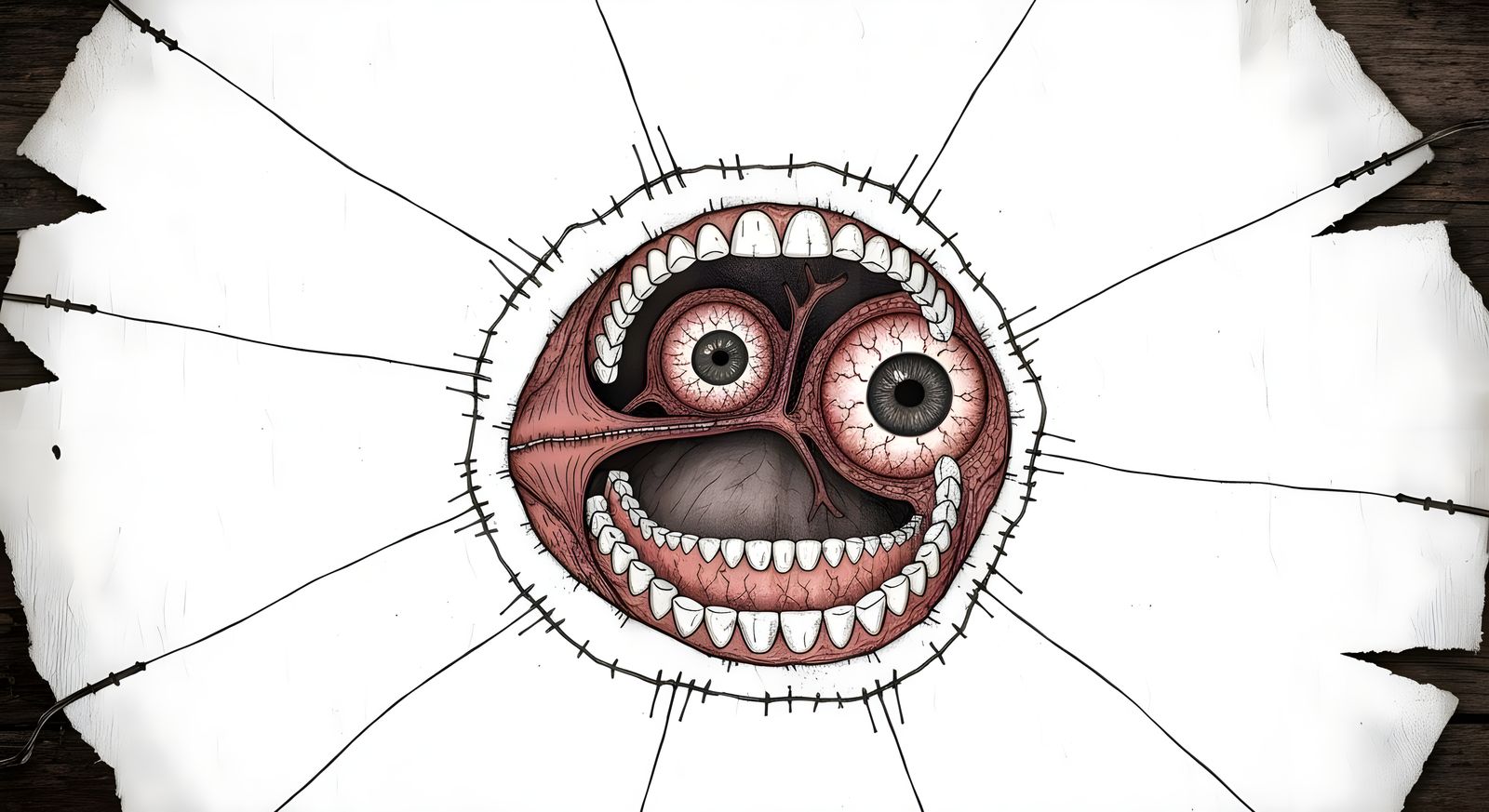 Detailed Anatomical Dissection on Canvas in Horror Style